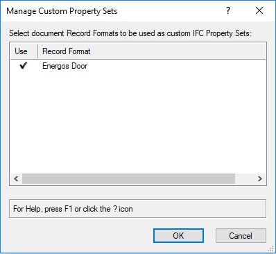 Manage Custom Property Sets dialog. Available since Vectorworks 2012